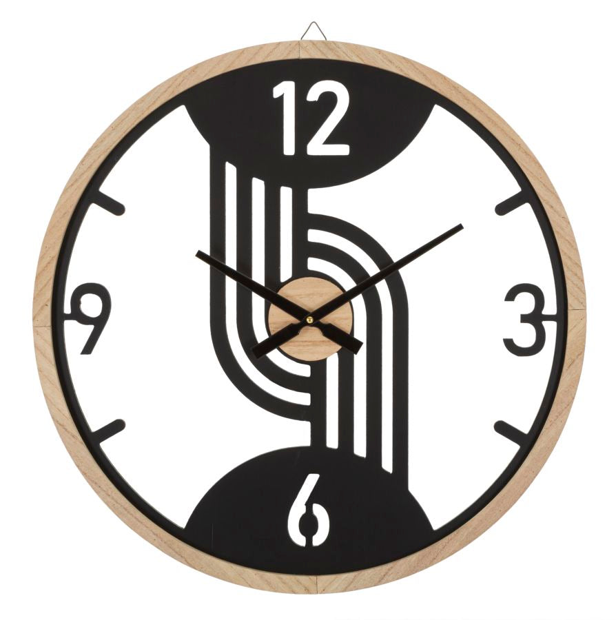 Wanduhr Clip Schwarz Braun 60 cm – Uhr Wohnzimmer