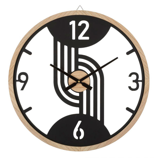 Wanduhr Clip Schwarz Braun 60 cm – Uhr Wohnzimmer