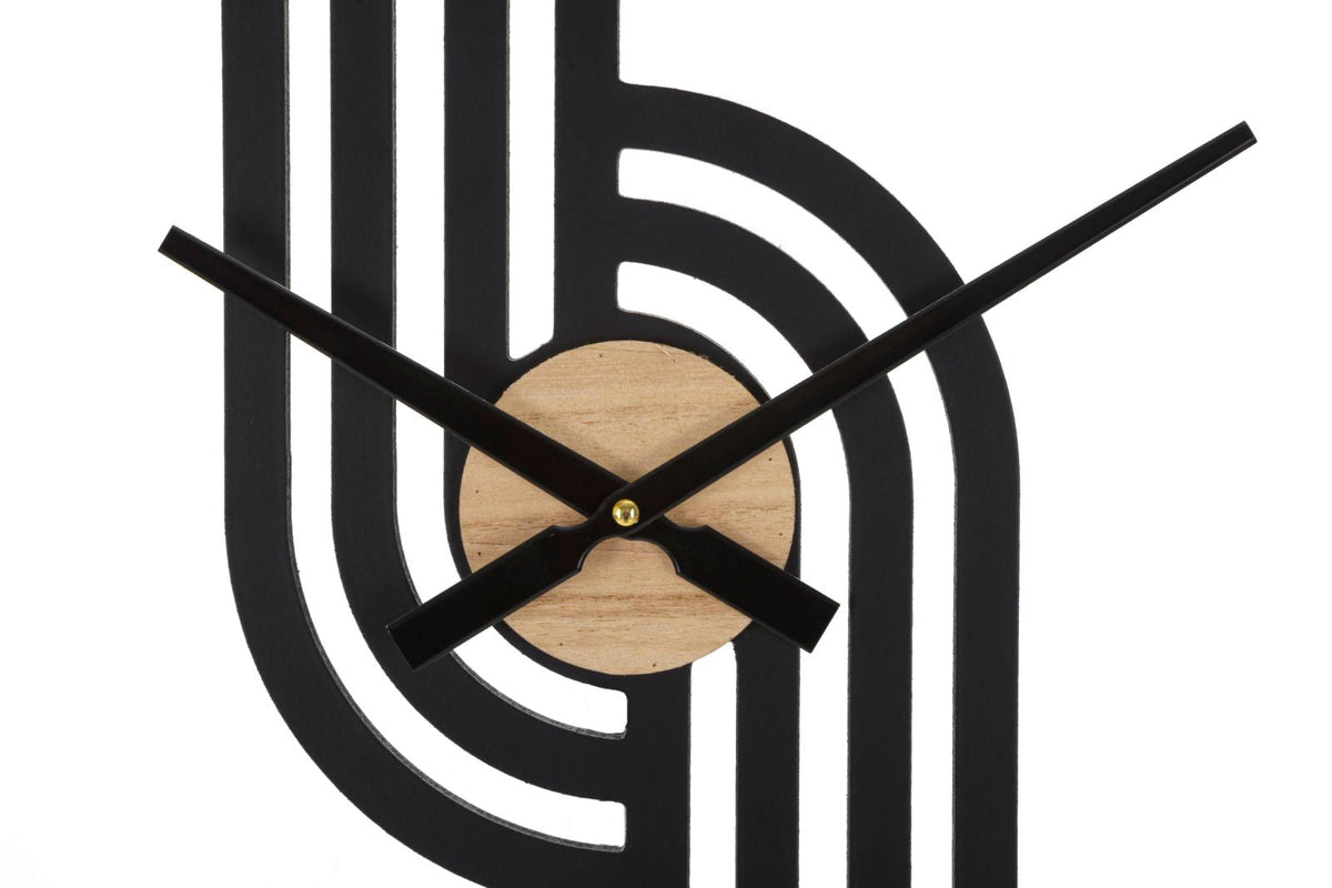 Wanduhr Clip Schwarz Braun 60 cm – Uhr Wohnzimmer