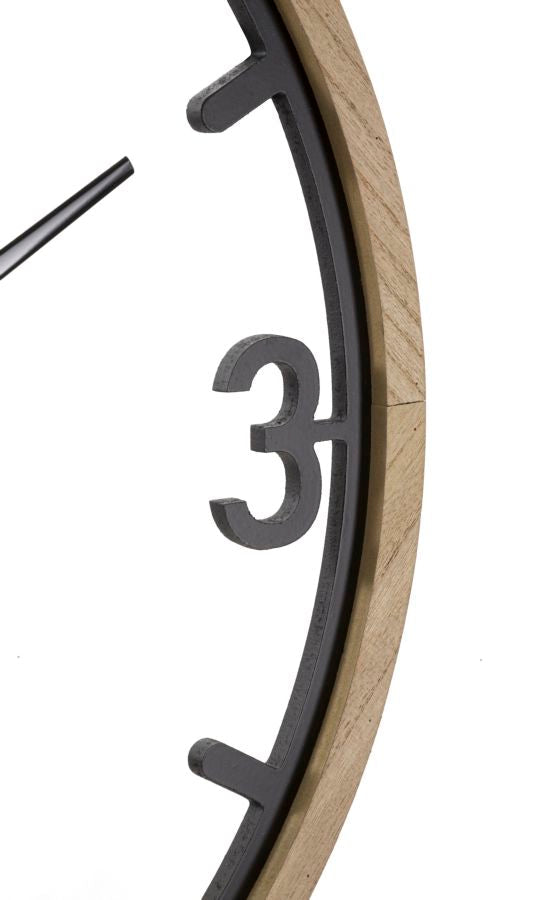 Wanduhr Clip Schwarz Braun 60 cm – Uhr Wohnzimmer