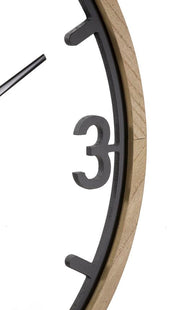 Wanduhr Clip Schwarz Braun 60 cm – Uhr Wohnzimmer