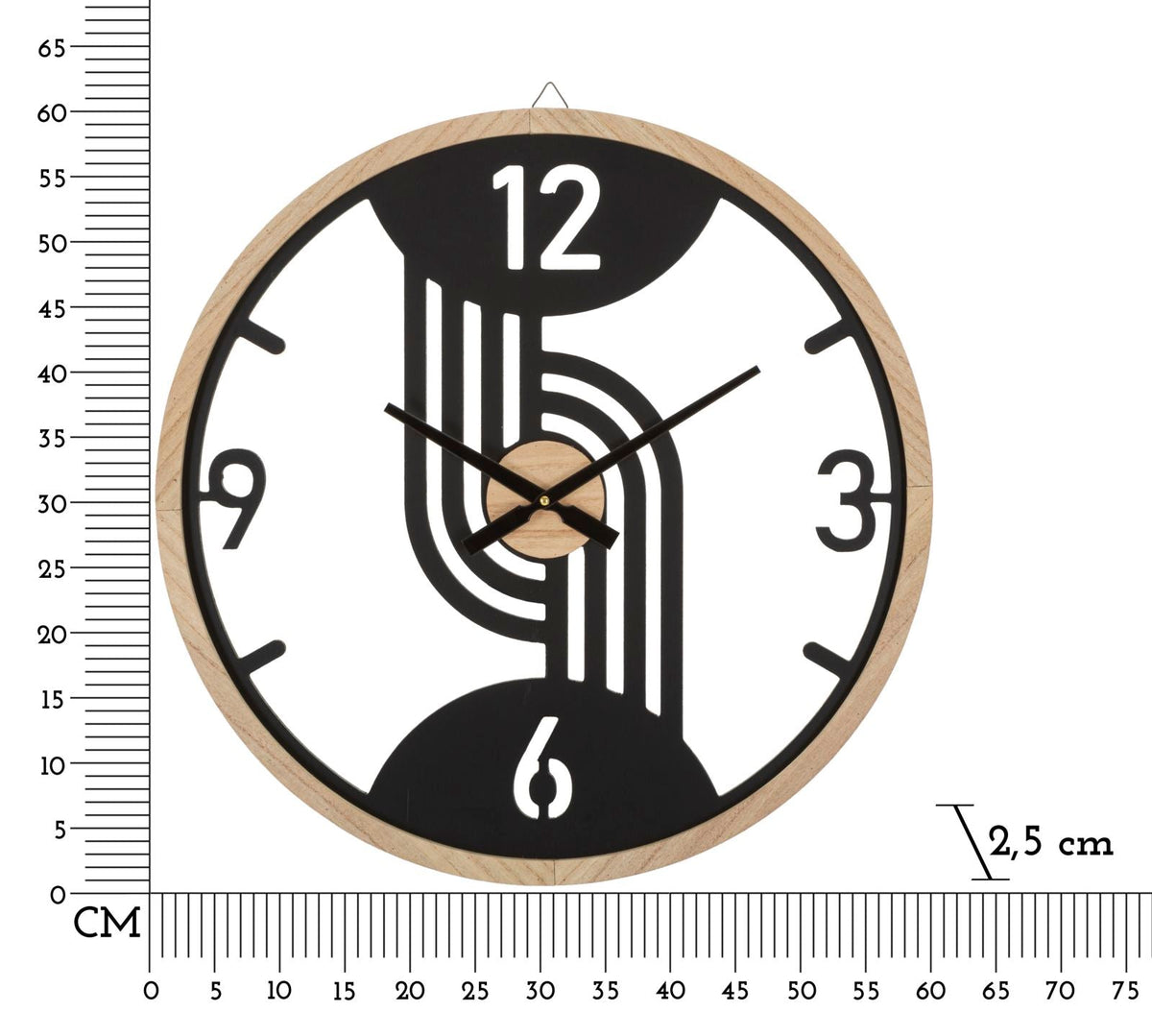 Wanduhr Clip Schwarz Braun 60 cm – Uhr Wohnzimmer