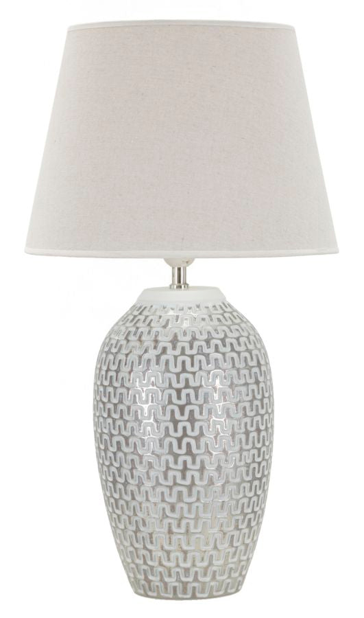 Tischlampe Welle Silber Weiß 65 cm – Tischleuchte