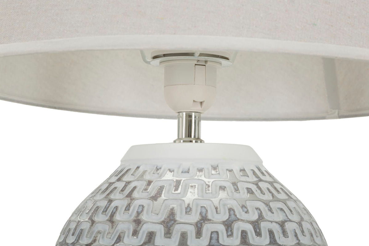 Tischlampe Welle Silber Weiß 65 cm – Tischleuchte
