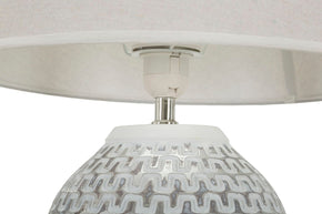 Tischlampe Welle Silber Weiß 65 cm – Tischleuchte