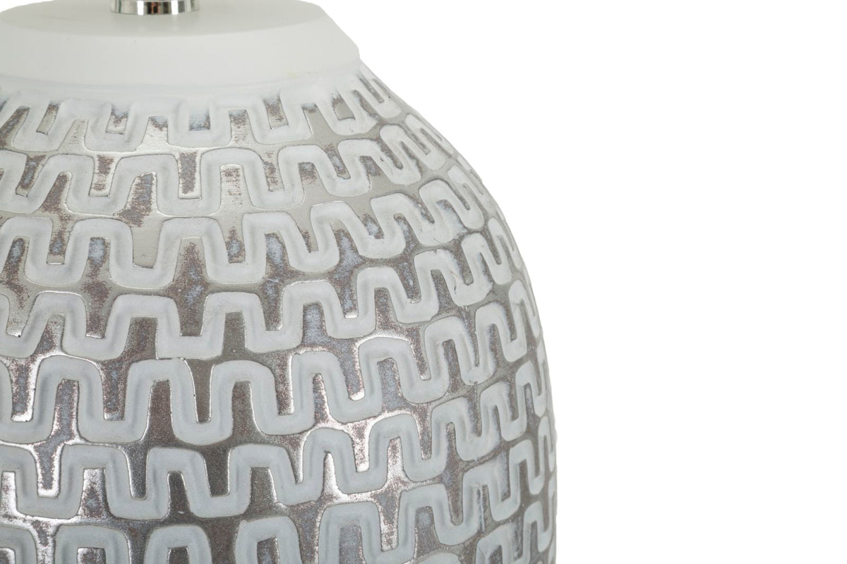 Tischlampe Welle Silber Weiß 65 cm – Tischleuchte