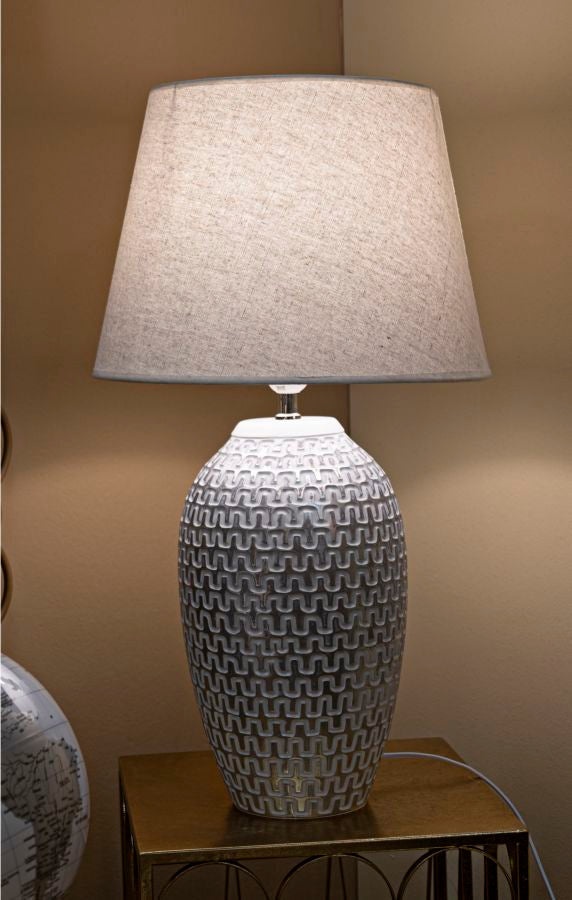 Tischlampe Welle Silber Weiß 65 cm – Tischleuchte