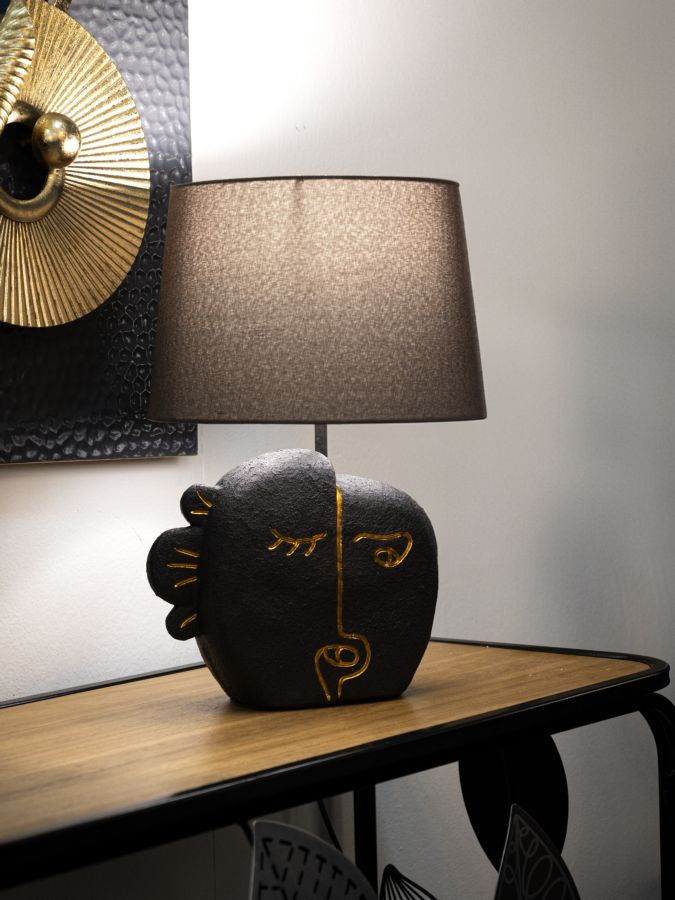 Tischlampe Tribal B Braun Gold 39,5 cm – Tischleuchte