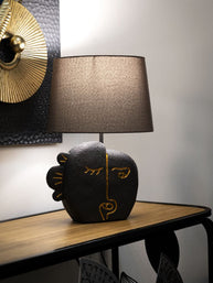 Tischlampe Tribal B Braun Gold 39,5 cm – Tischleuchte