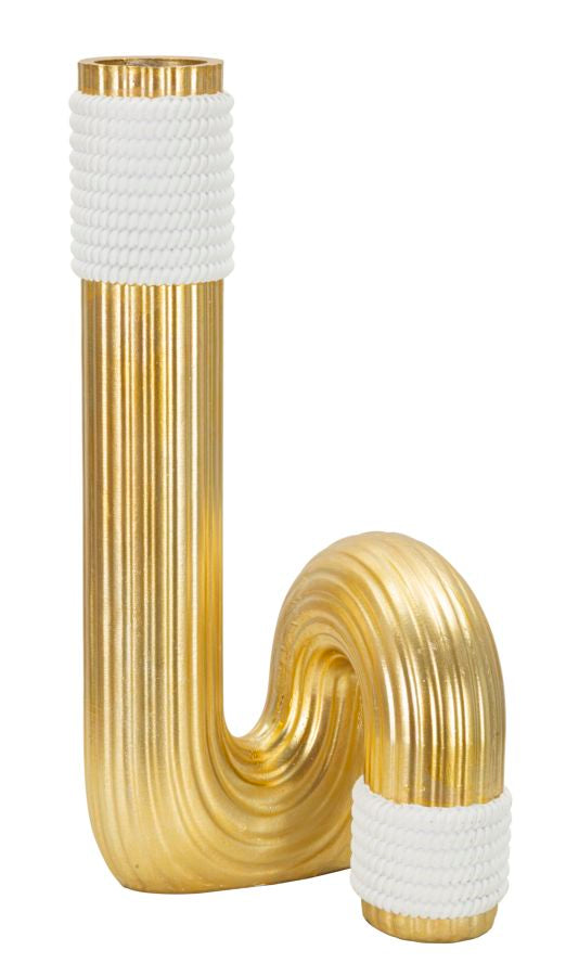 Blumenvase Bann Gold Weiß 30,5 cm – Dekovase