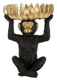 Affe Deko Gold mit Bananenblatt – Dekofigur