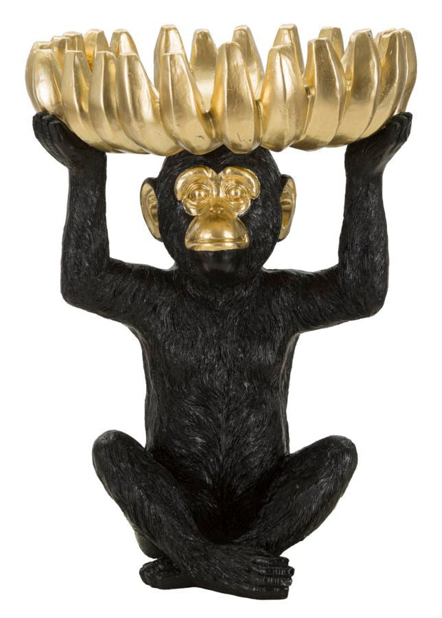 Affe Deko Gold mit Bananenblatt – Dekofigur