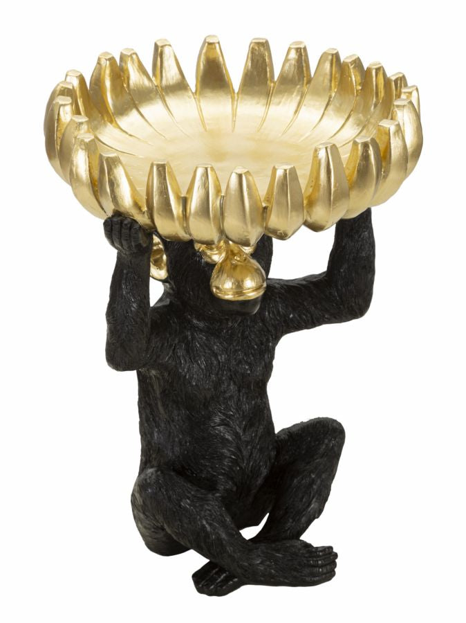 Affe Deko Gold mit Bananenblatt – Dekofigur