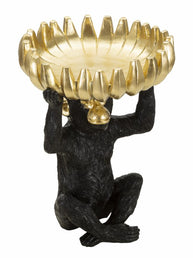 Affe Deko Gold mit Bananenblatt – Dekofigur