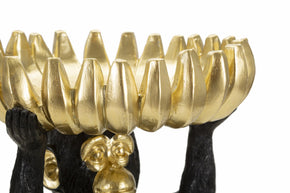 Affe Deko Gold mit Bananenblatt – Dekofigur