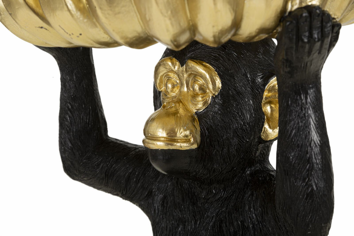 Affe Deko Gold mit Bananenblatt – Dekofigur