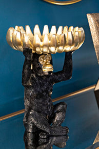 Affe Deko Gold mit Bananenblatt – Dekofigur