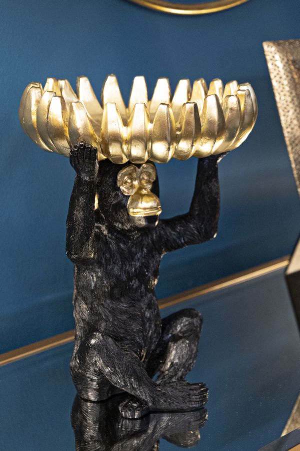 Affe Deko Gold mit Bananenblatt – Dekofigur