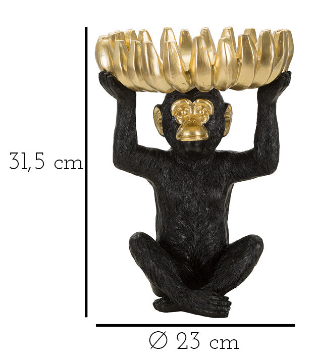 Affe Deko Gold mit Bananenblatt – Dekofigur