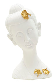 Dekofigur Buddha Weiß Gold 35 cm – Skulptur Deko