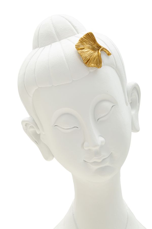 Dekofigur Buddha Weiß Gold 35 cm – Skulptur Deko