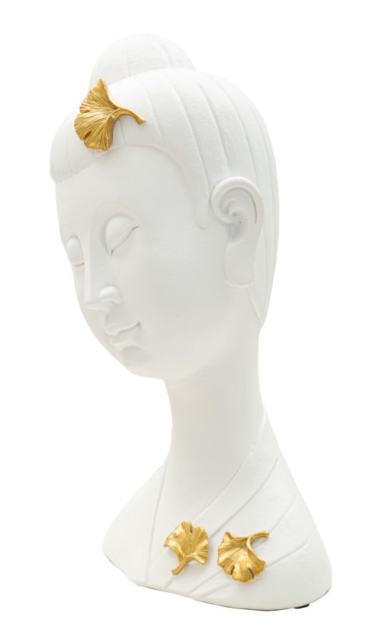 Dekofigur Buddha Weiß Gold 35 cm – Skulptur Deko