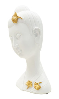 Dekofigur Buddha Weiß Gold 35 cm – Skulptur Deko