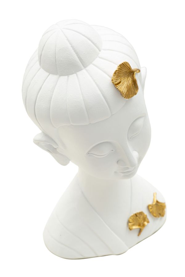 Dekofigur Buddha Weiß Gold 35 cm – Skulptur Deko