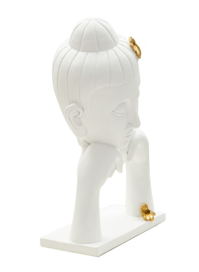 Dekofigur Buddha Weiß Gold 36 cm – Skulptur Deko