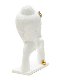 Dekofigur Buddha Weiß Gold 36 cm – Skulptur Deko