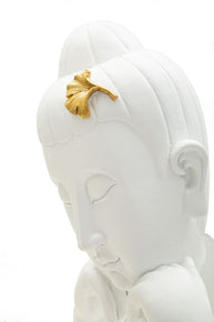 Dekofigur Buddha Weiß Gold 36 cm – Skulptur Deko