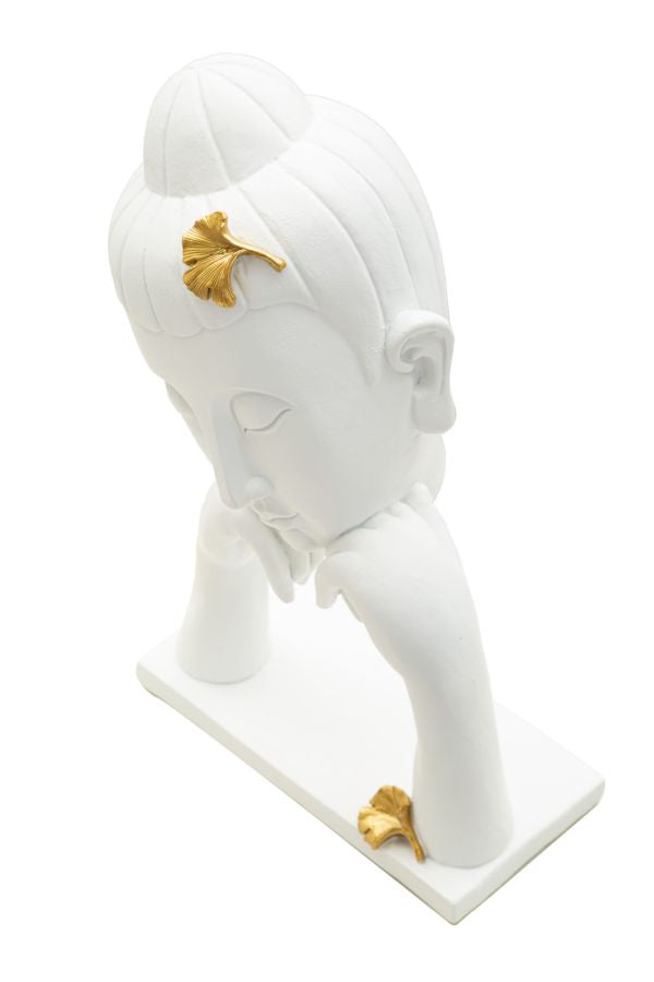 Dekofigur Buddha Weiß Gold 36 cm – Skulptur Deko