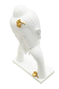 Dekofigur Buddha Weiß Gold 36 cm – Skulptur Deko