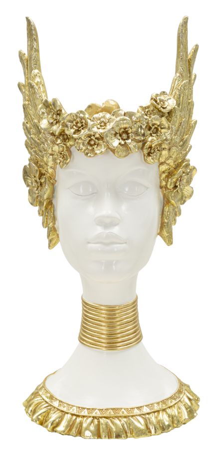 Athena Büste Weiß Gold 38 cm – Antike Skulptur