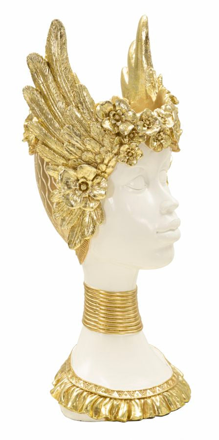 Athena Büste Weiß Gold 38 cm – Antike Skulptur