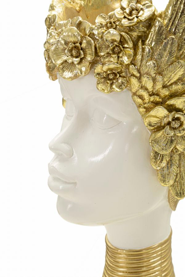Athena Büste Weiß Gold 38 cm – Antike Skulptur