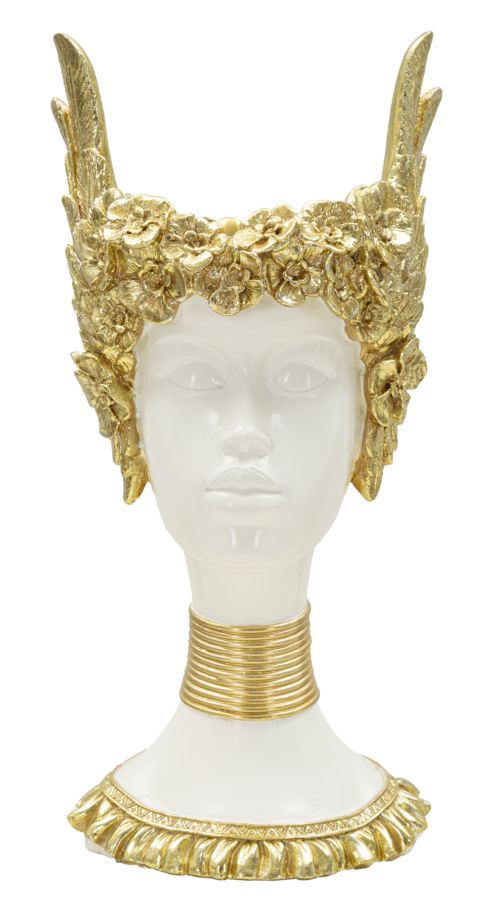 Athena Büste Weiß Gold 32 cm – Antike Skulptur