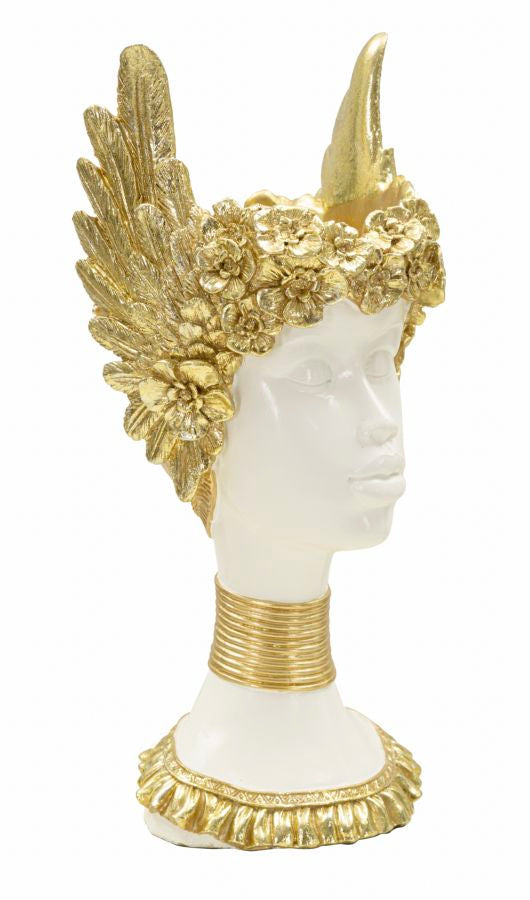 Athena Büste Weiß Gold 32 cm – Antike Skulptur