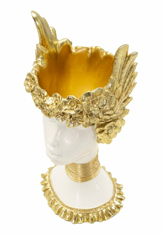 Athena Büste Weiß Gold 32 cm – Antike Skulptur