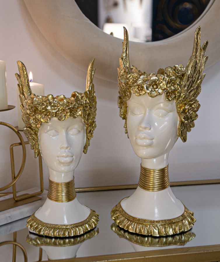 Athena Büste Weiß Gold 32 cm – Antike Skulptur