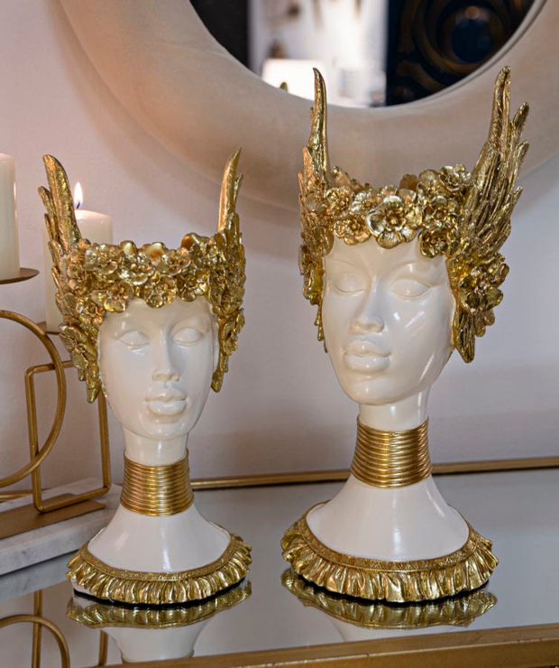 Athena Büste Weiß Gold 32 cm – Antike Skulptur