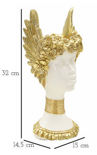 Athena Büste Weiß Gold 32 cm – Antike Skulptur