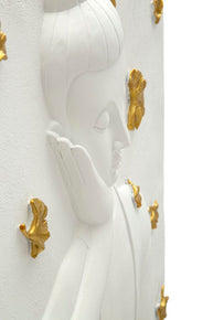 Wandpaneel Buddha Weiß Gold – Wanddeko