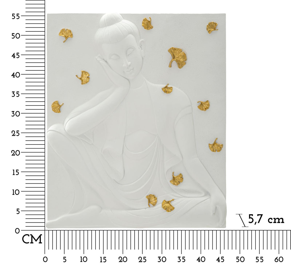 Wandpaneel Buddha Weiß Gold – Wanddeko