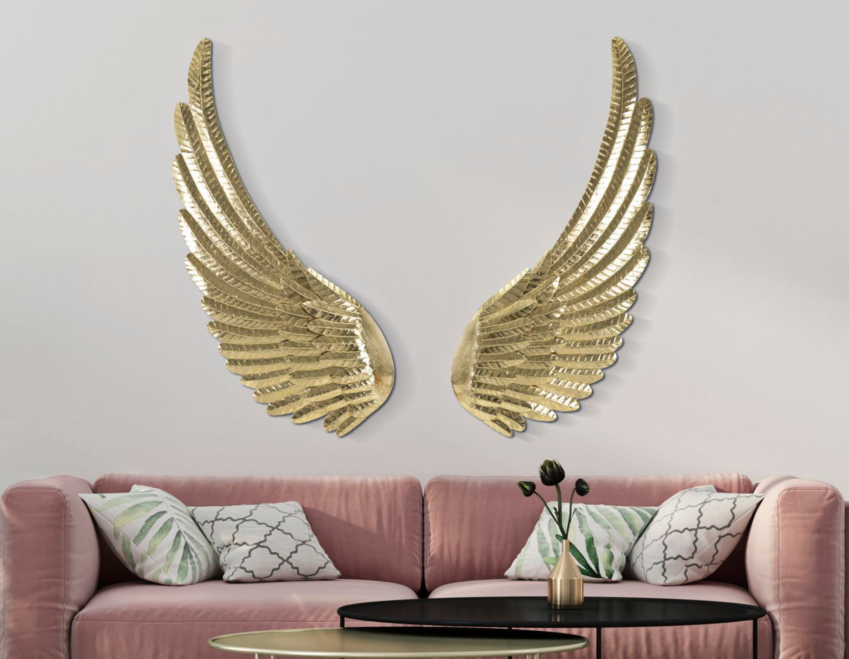 Flügel Gold Set 60 cm – 3D Wandbild Metall