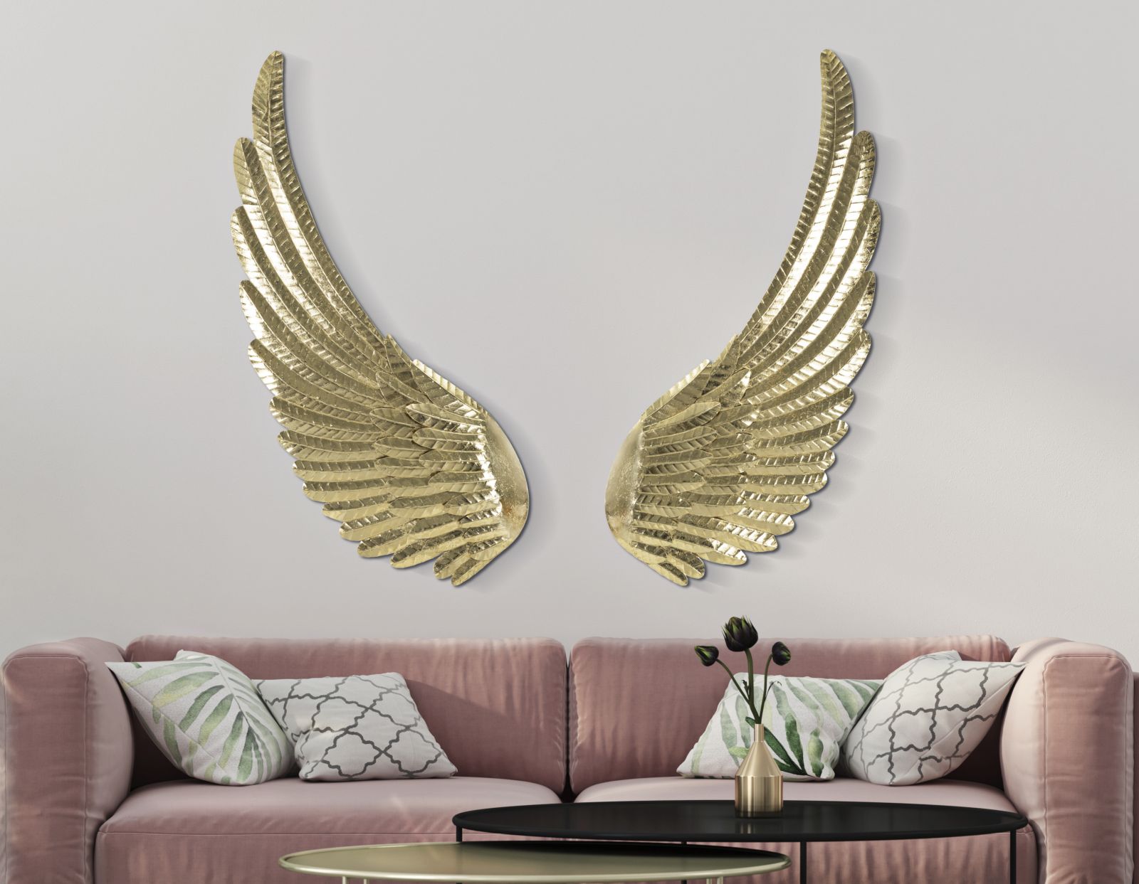 Flügel Gold Set 60 cm – 3D Wandbild Metall