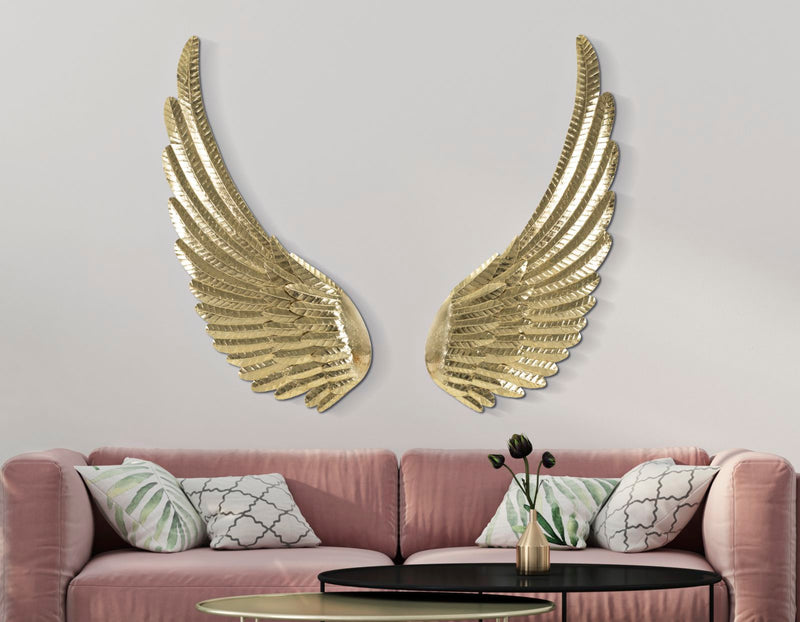 Flügel Gold Set 60 cm – 3D Wandbild Metall