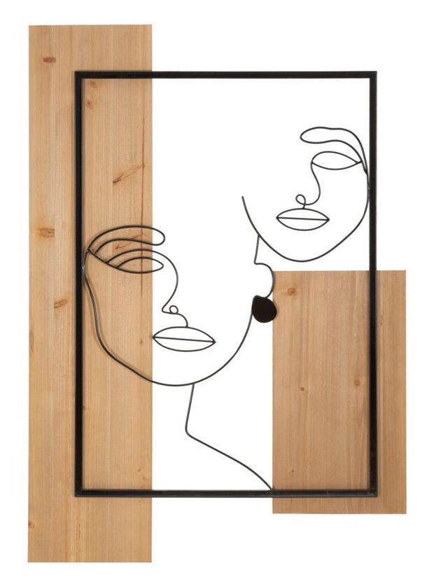 Wandpaneel Frauengesicht Schwarz Braun 90 cm – Wanddeko