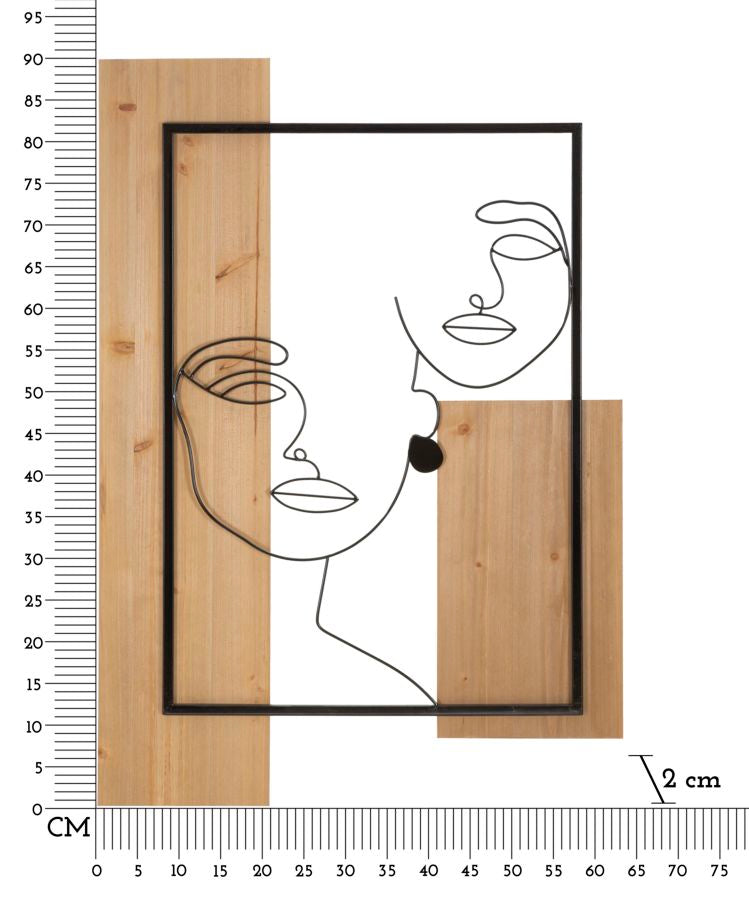 Wandpaneel Frauengesicht Schwarz Braun 90 cm – Wanddeko