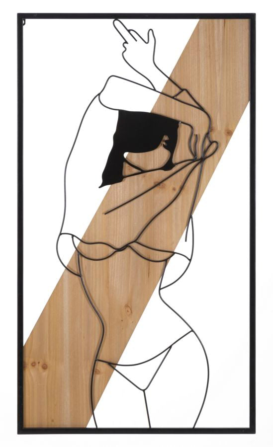 Wandpaneel Frau Strip Schwarz Braun 50×90 cm A – Wanddeko